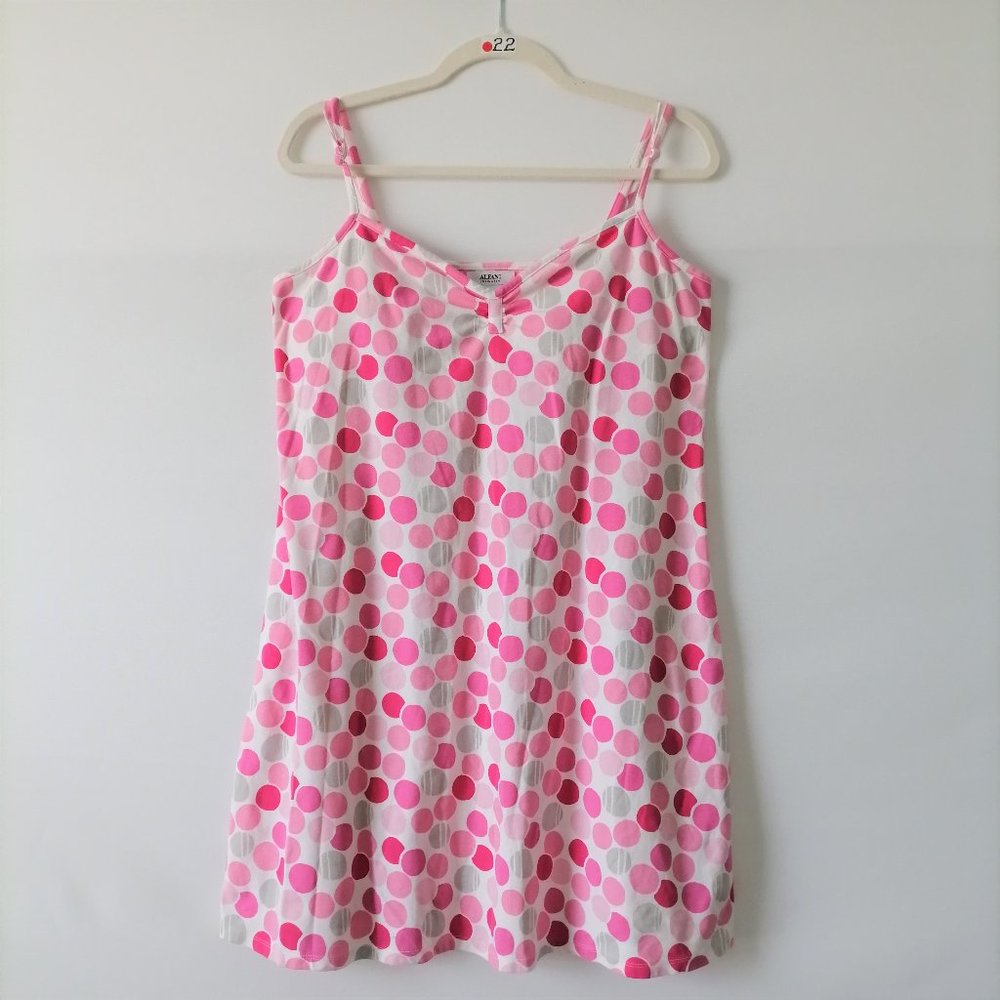 Alfani Womens Pink Polka Dot Adjustable Strap Intimates Cami Slip Dress Size XL